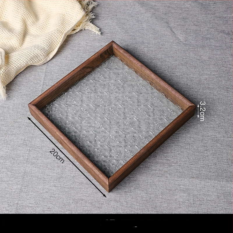 Dekoratīvā plāksnīte ar Begoniju no koka un stikla (Materiāls: koks+stikls; Stils: mūsdienīgs minimālisms; Piemērošana: mājas dekors, kafijas galdiņa uzglabāšana)