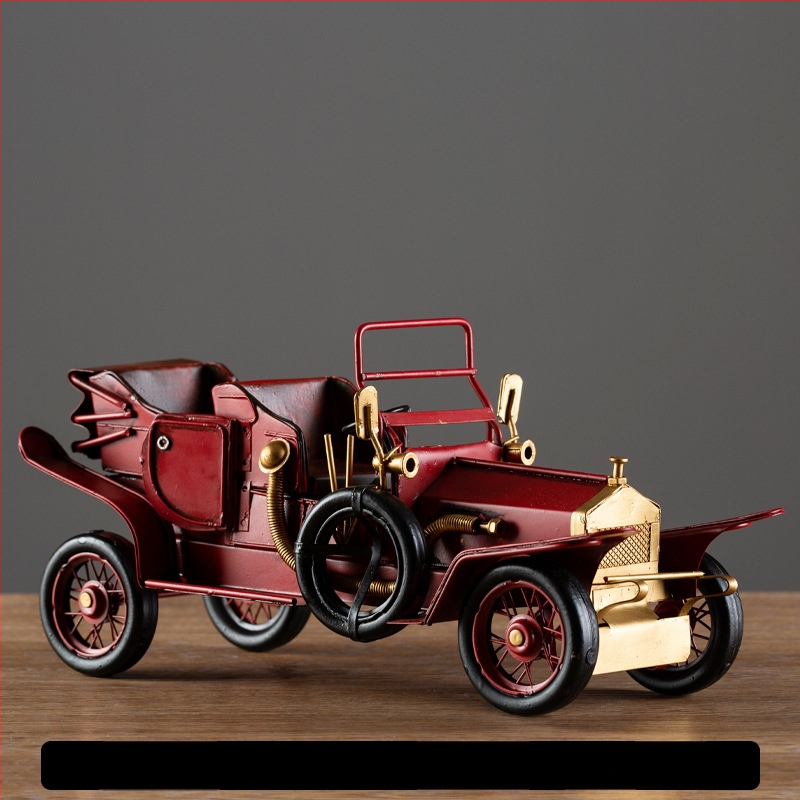 Geležinis vintage automobilio modelis – retro nostalgiška dekoracija namams, gimtadienio dovana klasės draugui