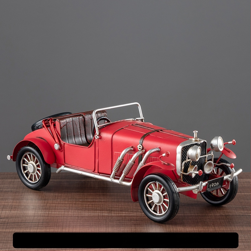 Geležinis vintage automobilio modelis – retro nostalgiška dekoracija namams, gimtadienio dovana klasės draugui