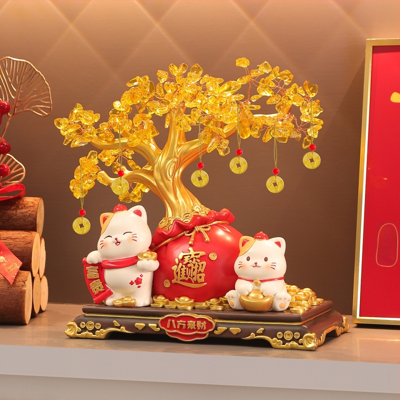 Laiminga katė – stalinis dekoras iš dervos, paprastas ir modernus stilius, tinkama perkėlimui ir įmonių/promocinių dovanų