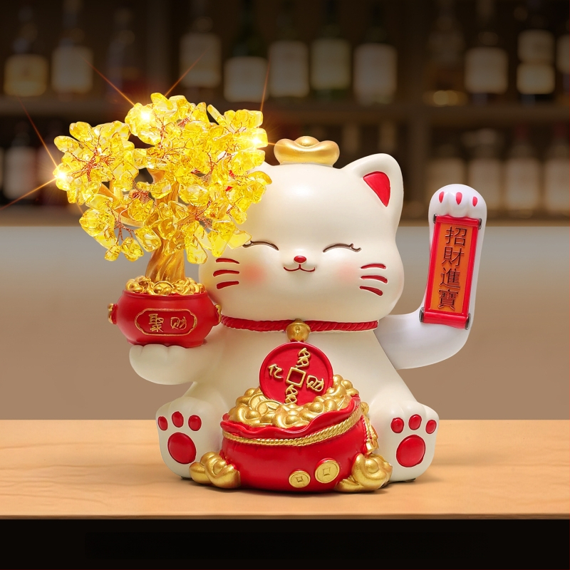 Laiminga katė – stalinis dekoras iš dervos, paprastas ir modernus stilius, tinkama perkėlimui ir įmonių/promocinių dovanų