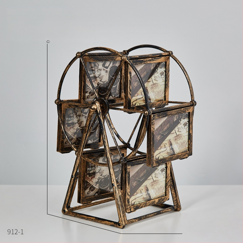 Ferris rato formos nuotraukų rėmas, plastikas ir stiklas, prancūziško retro stiliaus, stalinis dekoras.