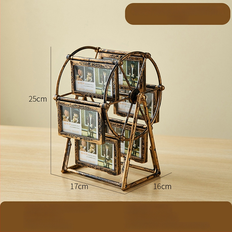 Ferris rato formos nuotraukų rėmas, plastikas ir stiklas, prancūziško retro stiliaus, stalinis dekoras.