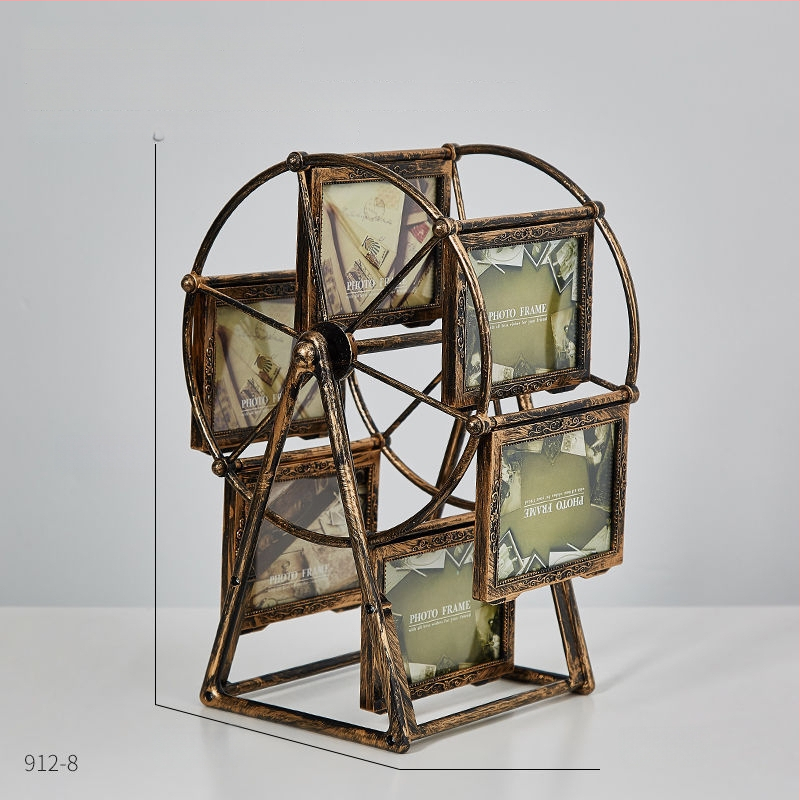 Ferris rato formos nuotraukų rėmas, plastikas ir stiklas, prancūziško retro stiliaus, stalinis dekoras.