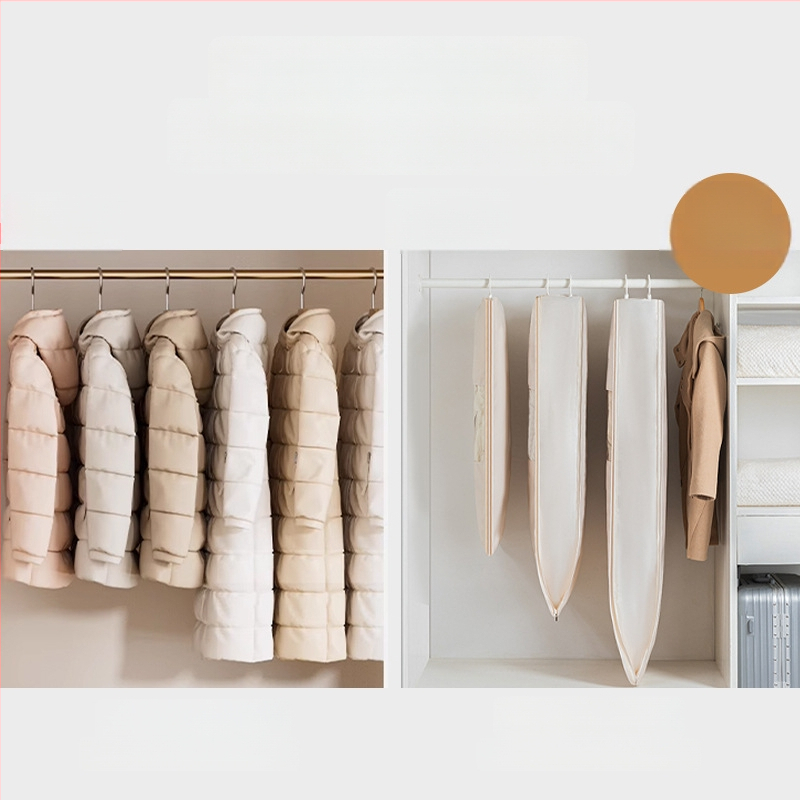Чанта за съхранение на пухено яке със закачане — сатенен материал, прахоустойчива и влагоустойчива, компресия без въздух за гардероб