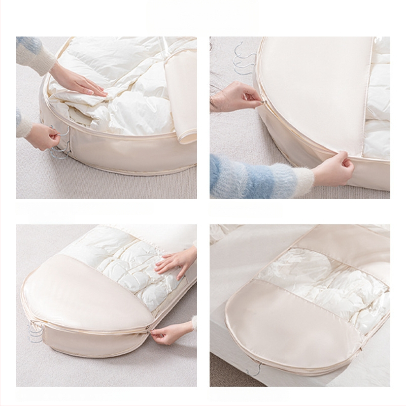 Чанта за съхранение на пухено яке със закачане — сатенен материал, прахоустойчива и влагоустойчива, компресия без въздух за гардероб