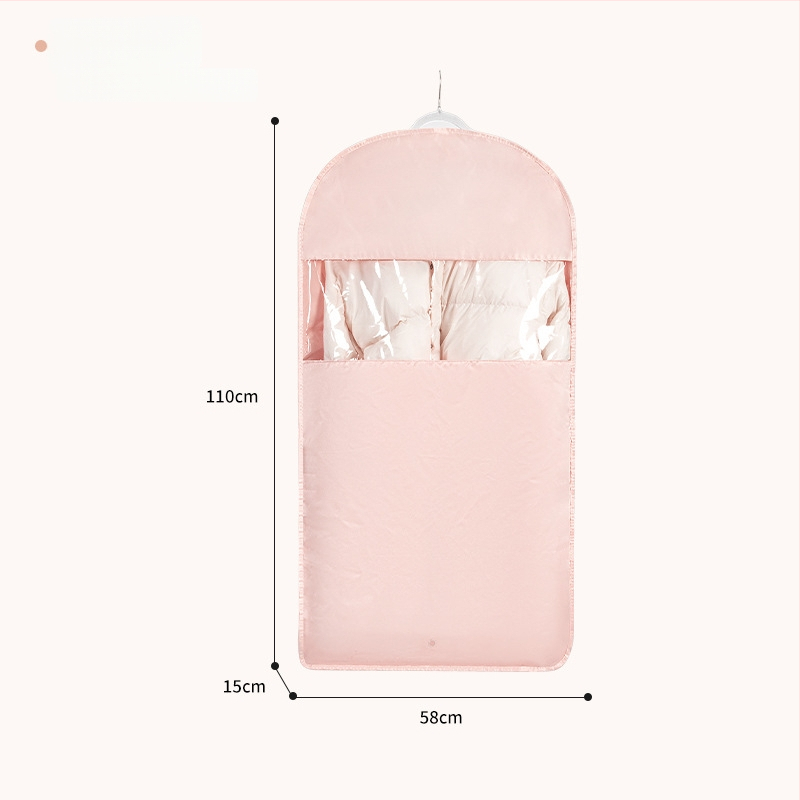 Чанта за съхранение на пухено яке със закачане — сатенен материал, прахоустойчива и влагоустойчива, компресия без въздух за гардероб