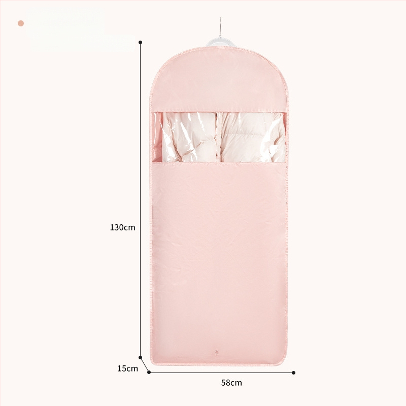 Чанта за съхранение на пухено яке със закачане — сатенен материал, прахоустойчива и влагоустойчива, компресия без въздух за гардероб