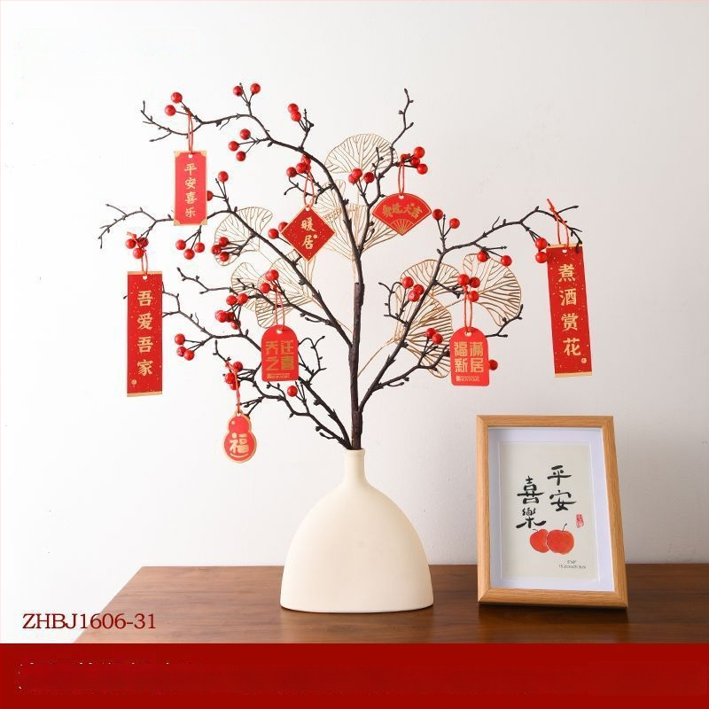 Naujo namų šventinė dekoracija su Fortūnos vaisiais ir vaisių gėlėmis (Medžiaga: Plastikas; Stilius: Kinų stilius; Prekės ženklas: Other; IP leidimas: Ne)