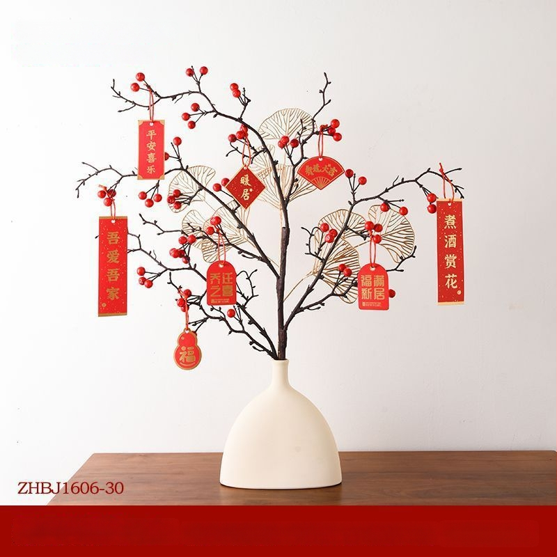 Naujo namų šventinė dekoracija su Fortūnos vaisiais ir vaisių gėlėmis (Medžiaga: Plastikas; Stilius: Kinų stilius; Prekės ženklas: Other; IP leidimas: Ne)