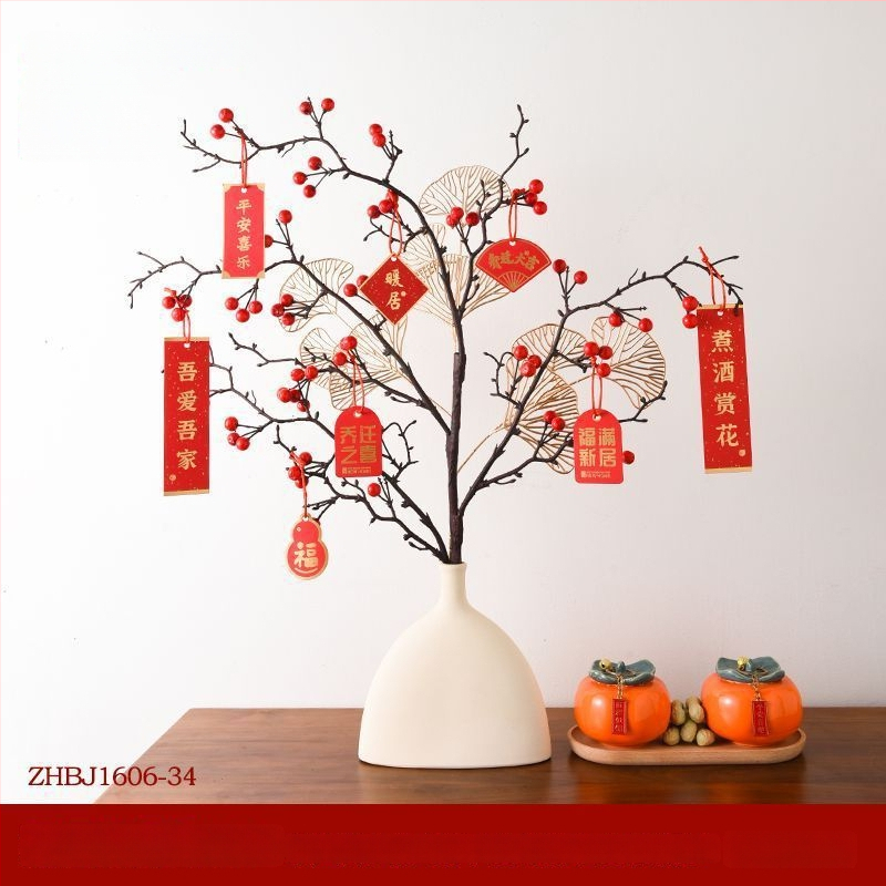 Naujo namų šventinė dekoracija su Fortūnos vaisiais ir vaisių gėlėmis (Medžiaga: Plastikas; Stilius: Kinų stilius; Prekės ženklas: Other; IP leidimas: Ne)