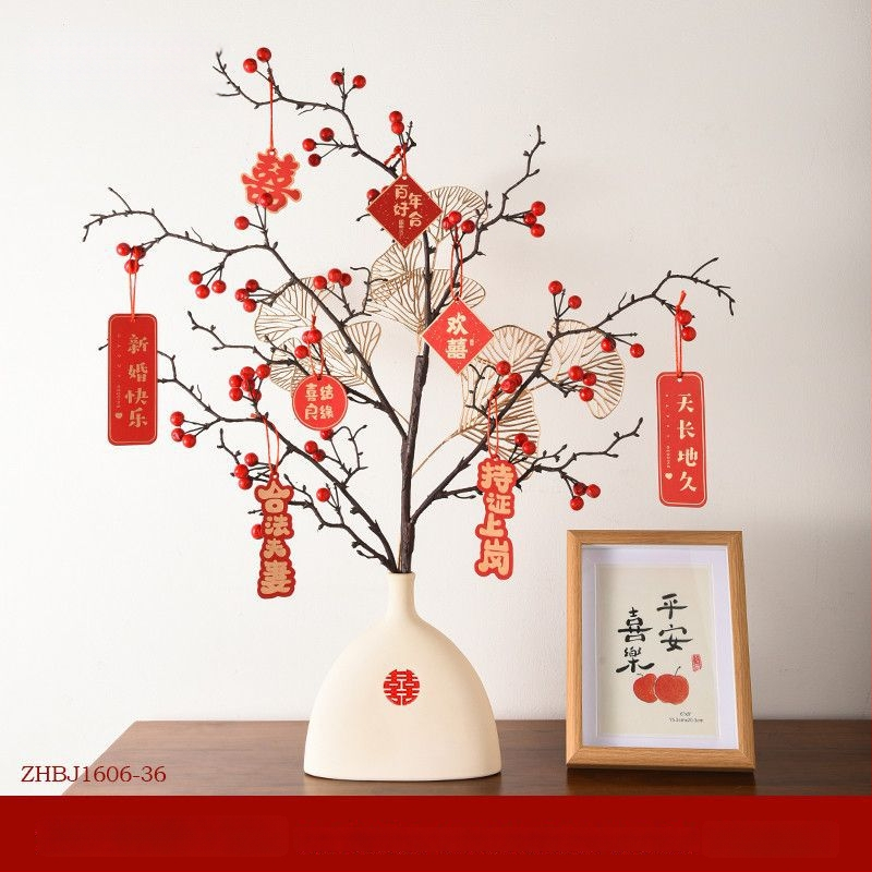 Naujo namų šventinė dekoracija su Fortūnos vaisiais ir vaisių gėlėmis (Medžiaga: Plastikas; Stilius: Kinų stilius; Prekės ženklas: Other; IP leidimas: Ne)