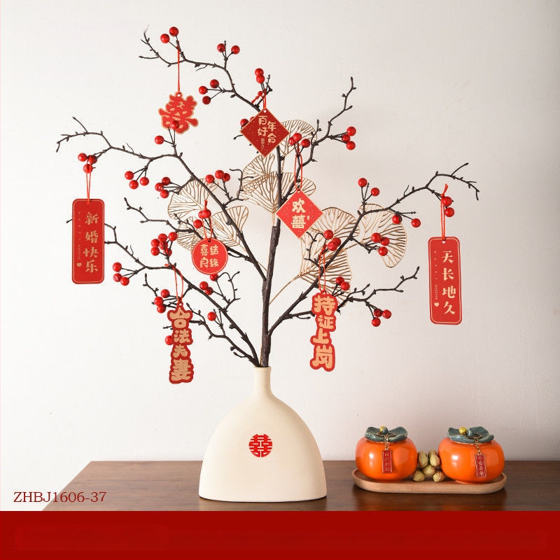 Naujo namų šventinė dekoracija su Fortūnos vaisiais ir vaisių gėlėmis (Medžiaga: Plastikas; Stilius: Kinų stilius; Prekės ženklas: Other; IP leidimas: Ne)