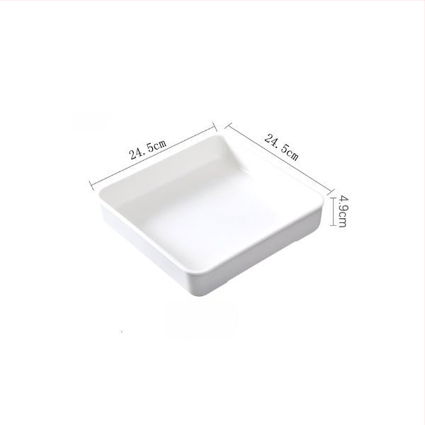 Melamininis kvadratinis padėklas, maisto kokybės, atsparus šilumai, patiekalų ir daržovių serviravimo plokštė
