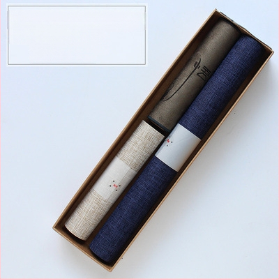 Japoniško stiliaus Zen įkvėptas vandeniui atsparus medvilnės-linų audinio arbatos ceremonijos aksesuarų rinkinys; įsk. arbatos kilimėlis, arbatos servetėlė, stalo kilimėlis ir stalo takelis