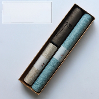 Japoniško stiliaus Zen įkvėptas vandeniui atsparus medvilnės-linų audinio arbatos ceremonijos aksesuarų rinkinys; įsk. arbatos kilimėlis, arbatos servetėlė, stalo kilimėlis ir stalo takelis