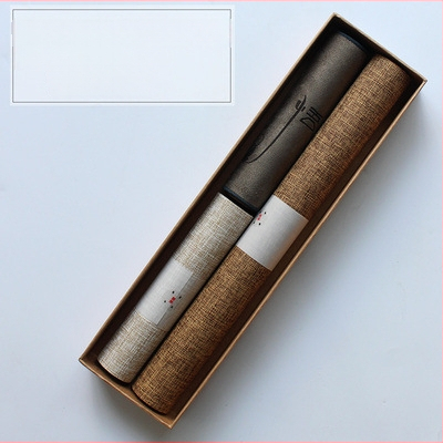 Japoniško stiliaus Zen įkvėptas vandeniui atsparus medvilnės-linų audinio arbatos ceremonijos aksesuarų rinkinys; įsk. arbatos kilimėlis, arbatos servetėlė, stalo kilimėlis ir stalo takelis