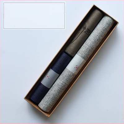 Japoniško stiliaus Zen įkvėptas vandeniui atsparus medvilnės-linų audinio arbatos ceremonijos aksesuarų rinkinys; įsk. arbatos kilimėlis, arbatos servetėlė, stalo kilimėlis ir stalo takelis