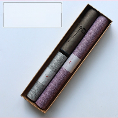 Japoniško stiliaus Zen įkvėptas vandeniui atsparus medvilnės-linų audinio arbatos ceremonijos aksesuarų rinkinys; įsk. arbatos kilimėlis, arbatos servetėlė, stalo kilimėlis ir stalo takelis