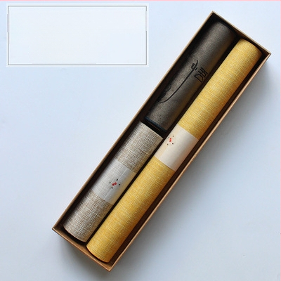 Japoniško stiliaus Zen įkvėptas vandeniui atsparus medvilnės-linų audinio arbatos ceremonijos aksesuarų rinkinys; įsk. arbatos kilimėlis, arbatos servetėlė, stalo kilimėlis ir stalo takelis