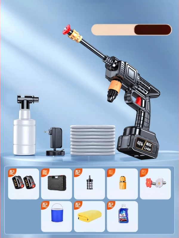 Juhtmevaba auto pesur 120W mootoriga, voolavool kuni 4 L/min, kaal 3 kg, korpus plastist sulamist; sobib auto pesuks, taimedesse jootmiseks ja põranda puhastamiseks.