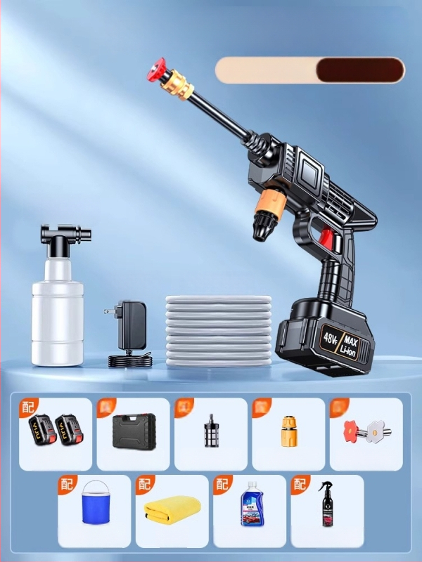 Juhtmevaba auto pesur 120W mootoriga, voolavool kuni 4 L/min, kaal 3 kg, korpus plastist sulamist; sobib auto pesuks, taimedesse jootmiseks ja põranda puhastamiseks.