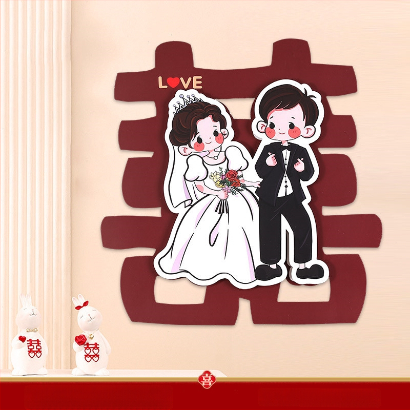 3D vestuvinis animacinis lipdukas su laimingu žodžiu durims ir patalpoms — Medžiaga: Popierius; Importas: Ne; Prekės ženklas: Kita; Kategorija: Laimingas Žodis