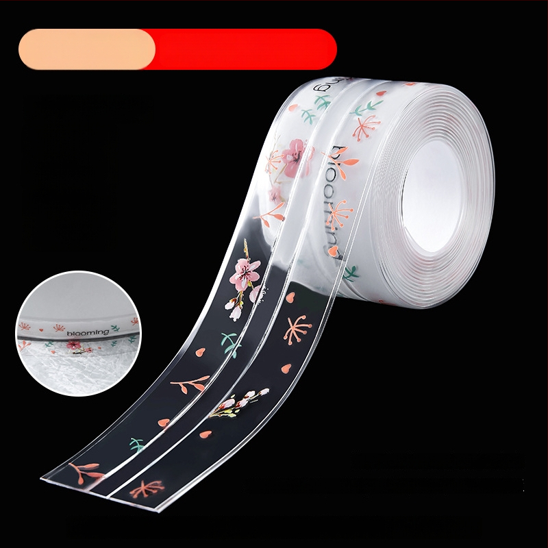 PVC pašlīmējoša mala noslēguma lente izlietnei un tualetei, ūdensnecaurlaidīga un pret pelējumu, piemērota virtuvei un vannas istabai