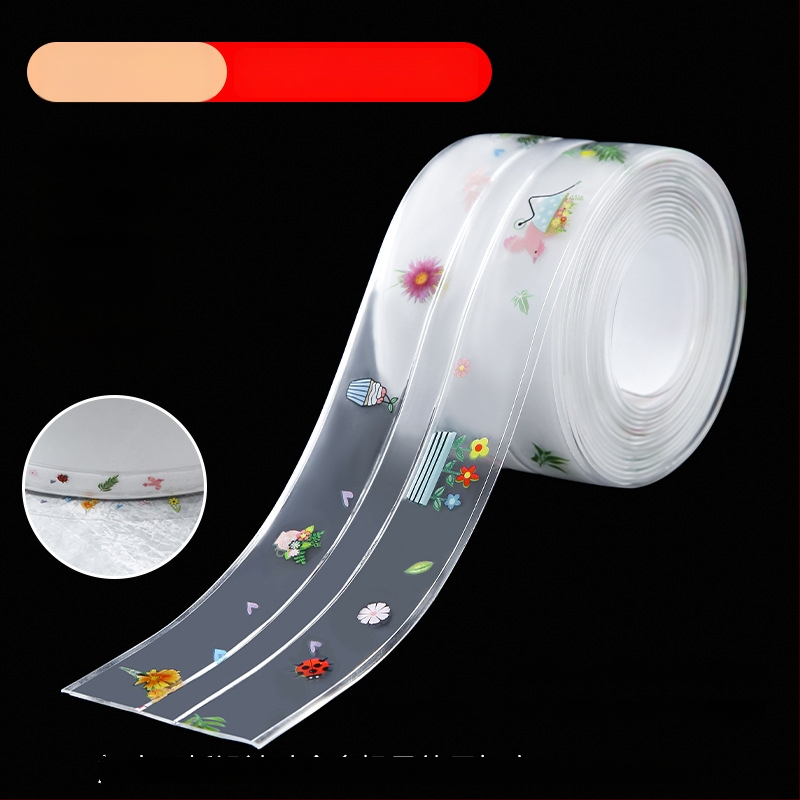 PVC pašlīmējoša mala noslēguma lente izlietnei un tualetei, ūdensnecaurlaidīga un pret pelējumu, piemērota virtuvei un vannas istabai