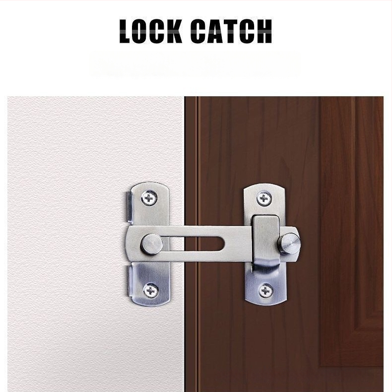 Nerūsējošā tērauda durvju bloķētājs – Tips A, 90° slēdzis, elektroplatinga virsma, Jinhao Hardware zīmols, mūsdienīgs minimālisks dizains vannas istabas sliddurvīm