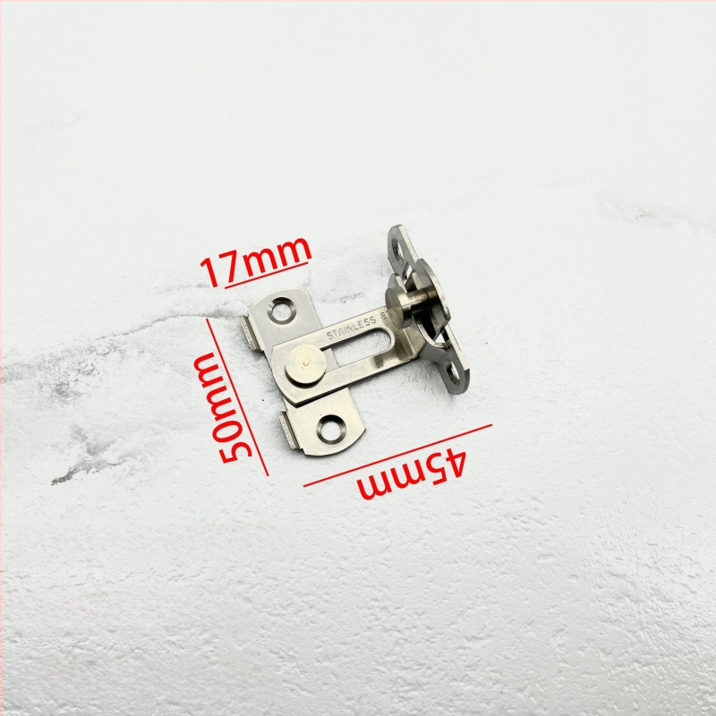 Nerūsējošā tērauda durvju bloķētājs – Tips A, 90° slēdzis, elektroplatinga virsma, Jinhao Hardware zīmols, mūsdienīgs minimālisks dizains vannas istabas sliddurvīm