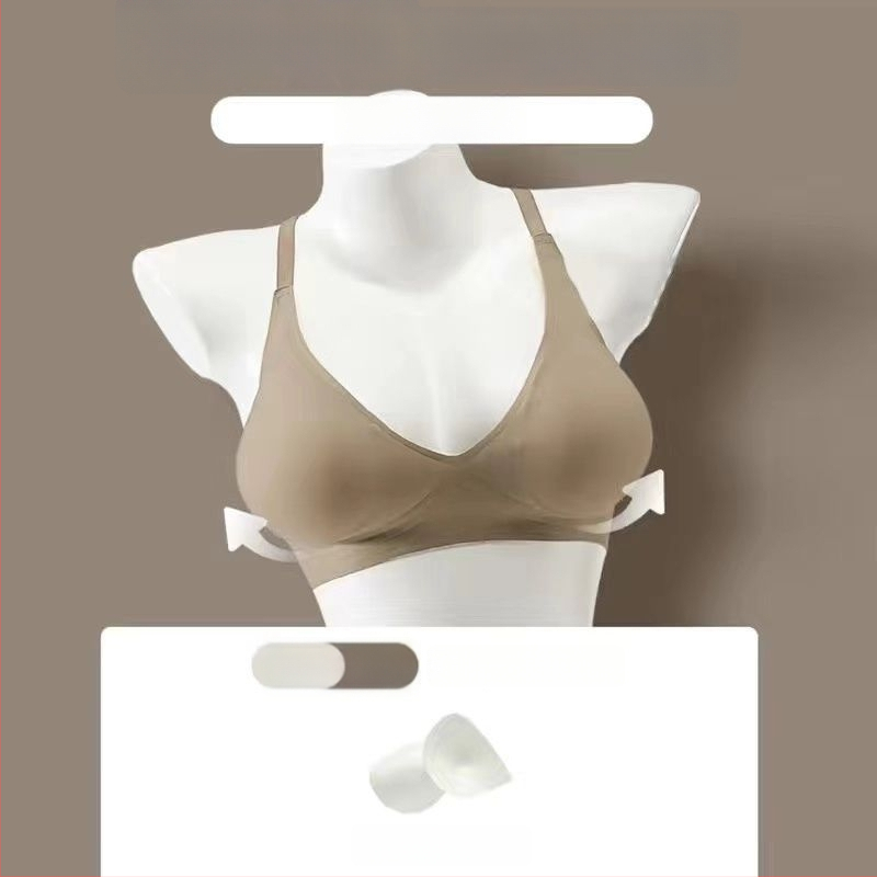 Nailona krūšturis ar 3/4 kausu, augšējais plānais un apakšējais biežais veids, fiksētas dubultās plecu siksnas, bez muguras šuvēm