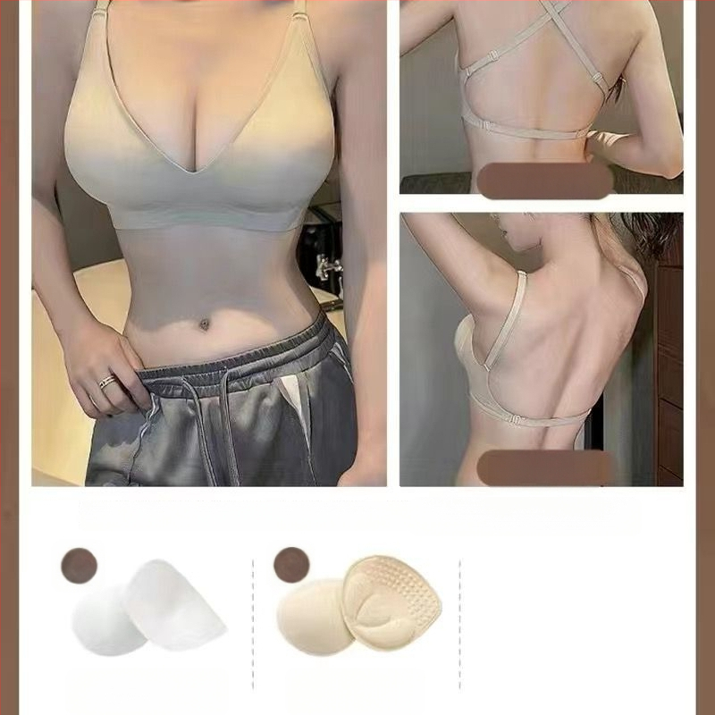 Nailona krūšturis ar 3/4 kausu, augšējais plānais un apakšējais biežais veids, fiksētas dubultās plecu siksnas, bez muguras šuvēm