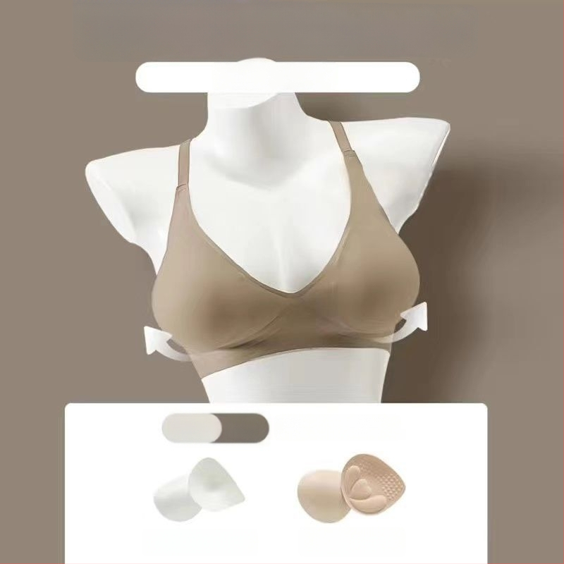 Nailona krūšturis ar 3/4 kausu, augšējais plānais un apakšējais biežais veids, fiksētas dubultās plecu siksnas, bez muguras šuvēm