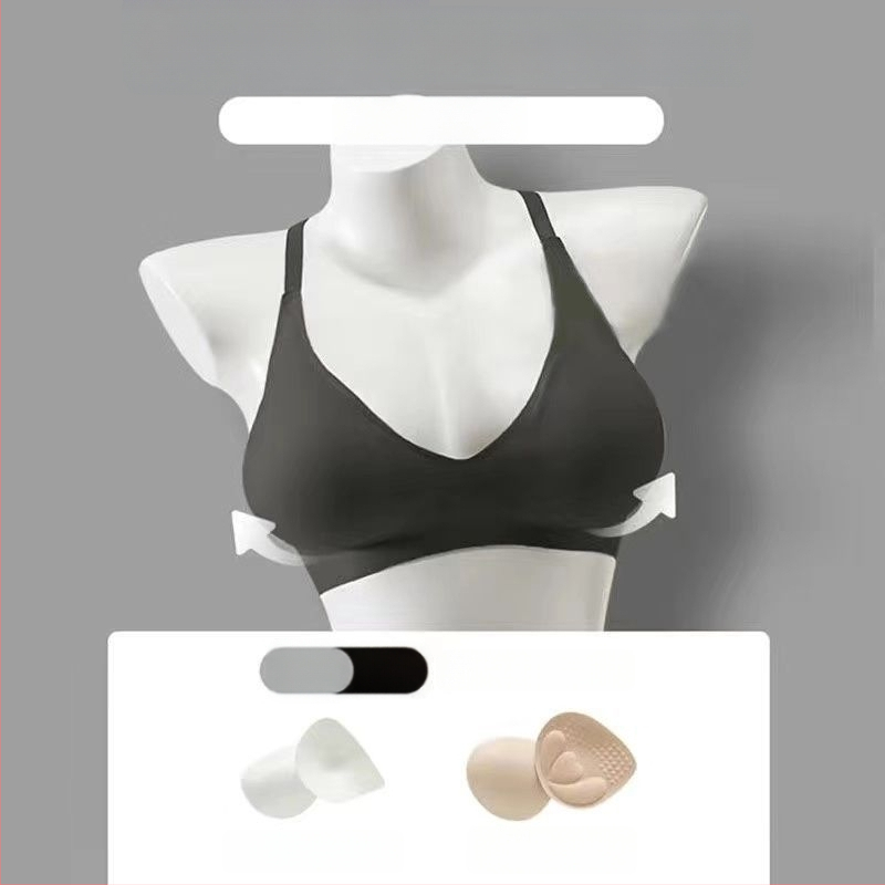 Nailona krūšturis ar 3/4 kausu, augšējais plānais un apakšējais biežais veids, fiksētas dubultās plecu siksnas, bez muguras šuvēm