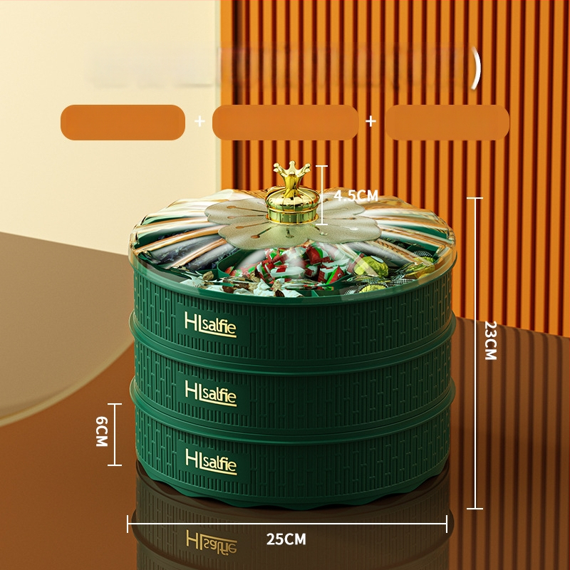 Augļu šķīvis ar vāku, Kang Zhixing zīmols, daudzslāņu nodalījumi, mūsdienīgs minimālisma stils, 2023 vasara