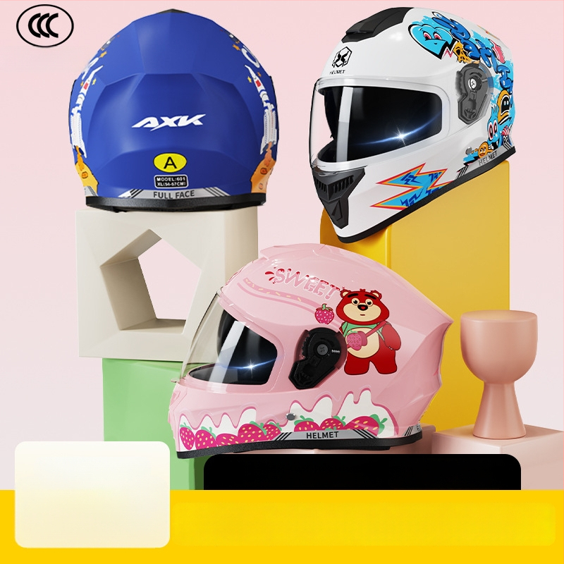 AXK bērnu pilnas sejas ķivere, ABS materiāls, elektriskajiem motocikliem, GB811-2022A sertifikācija un 3C kods 2023091105021233