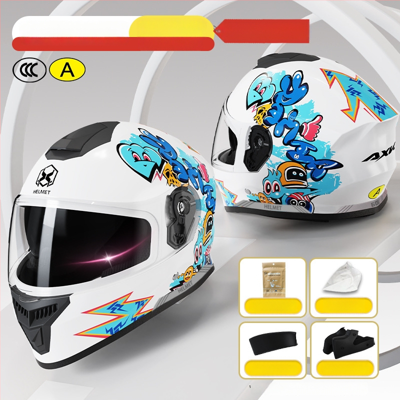 AXK bērnu pilnas sejas ķivere, ABS materiāls, elektriskajiem motocikliem, GB811-2022A sertifikācija un 3C kods 2023091105021233