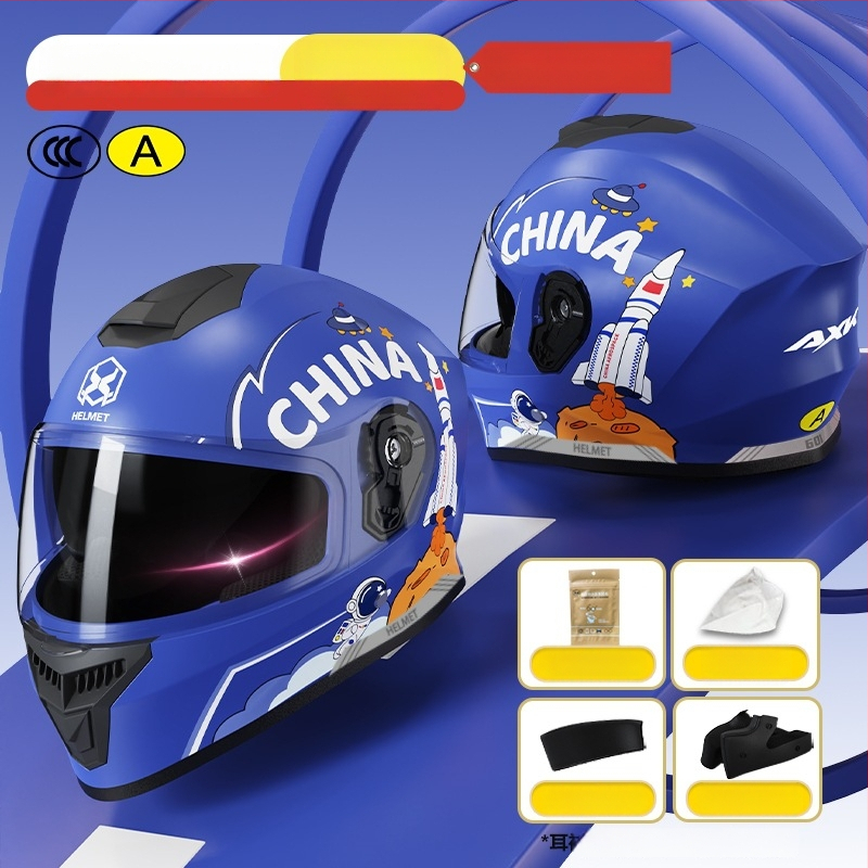 AXK bērnu pilnas sejas ķivere, ABS materiāls, elektriskajiem motocikliem, GB811-2022A sertifikācija un 3C kods 2023091105021233