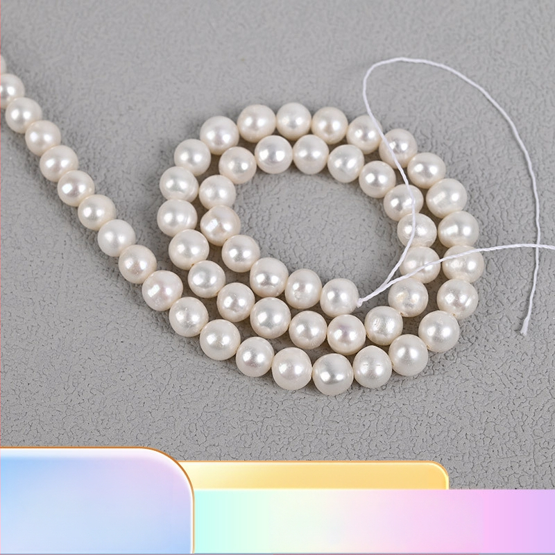 Почти кръгли естествени пресноводни перли – полуготови мъниста – ръчно изработени свободни перли