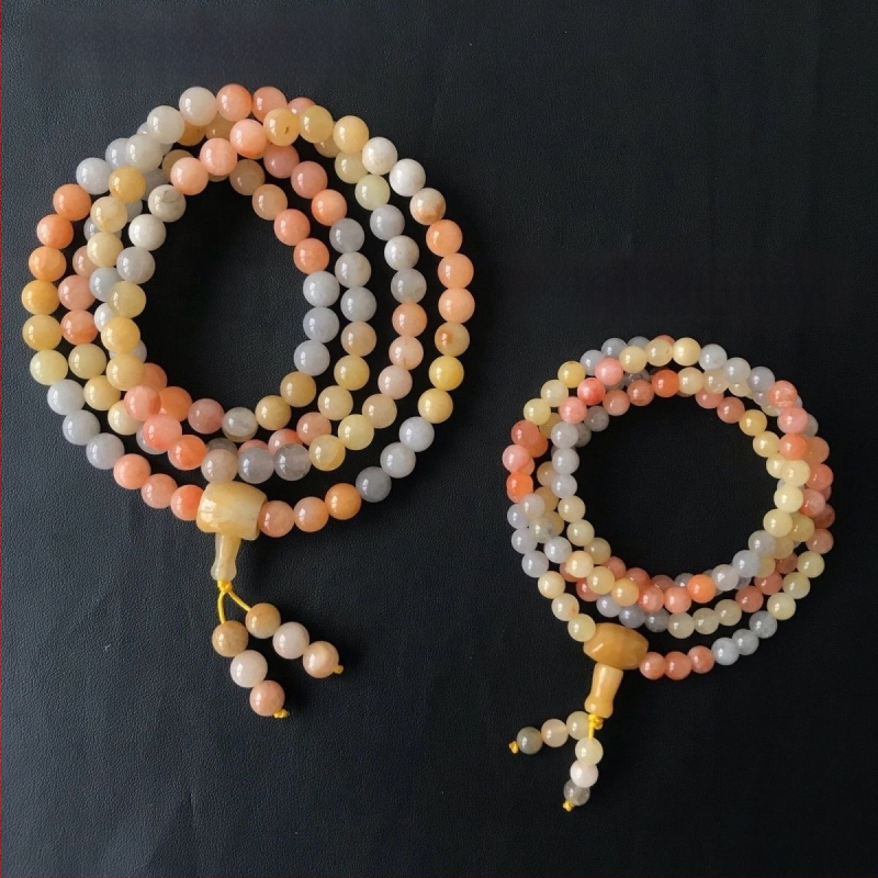 Natūralus jade apyrankė su apvaliais karoliukais, 108 karoliukų