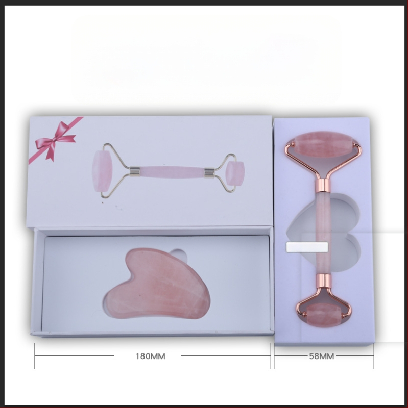 Širdies formos gua sha plokštė iš miltelinio kristalo veido masažui