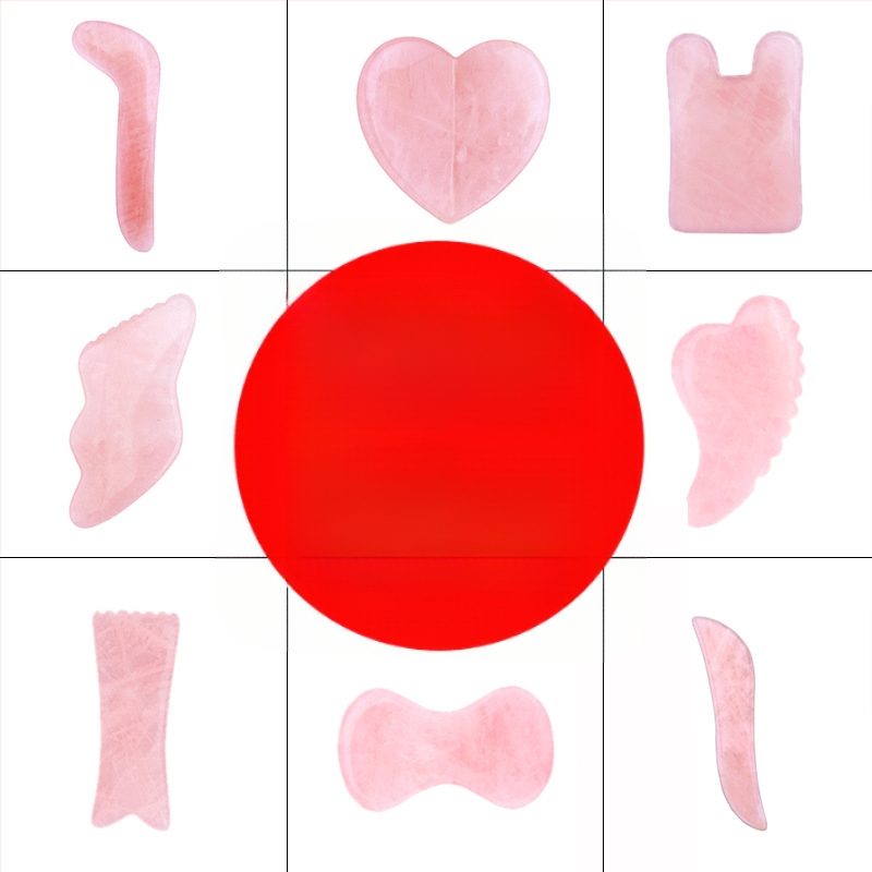 Širdies formos gua sha plokštė iš miltelinio kristalo veido masažui