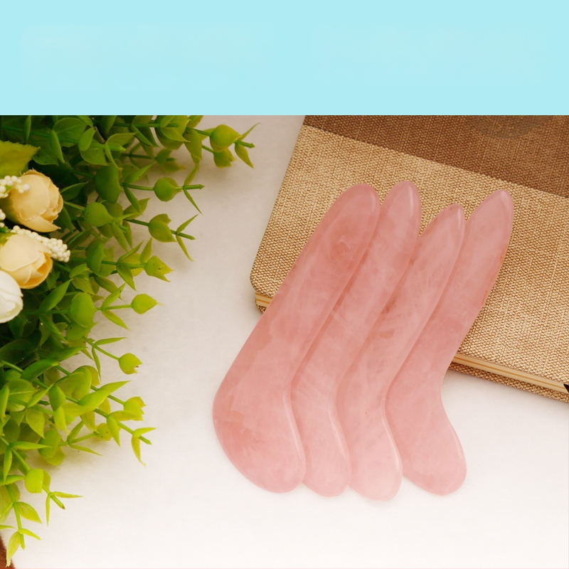 Širdies formos gua sha plokštė iš miltelinio kristalo veido masažui