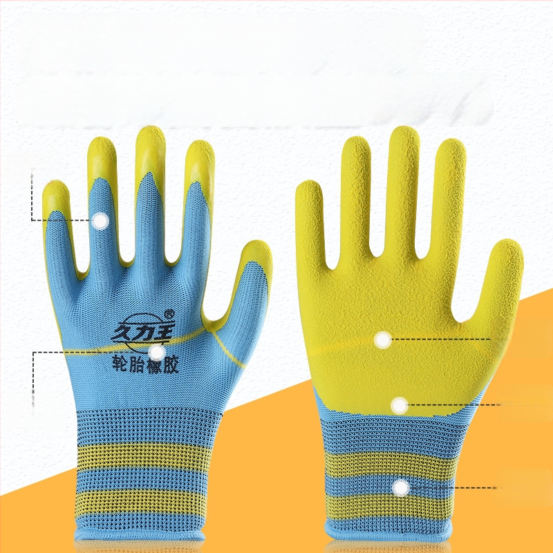 Γάντια εργασίας με επίχρισμα από λατέξ με επικάλυψη καουτσούκ, ανθεκτικά στη φθορά και αντιολισθητικά, προστατευτικά γάντια για εργοτάξια