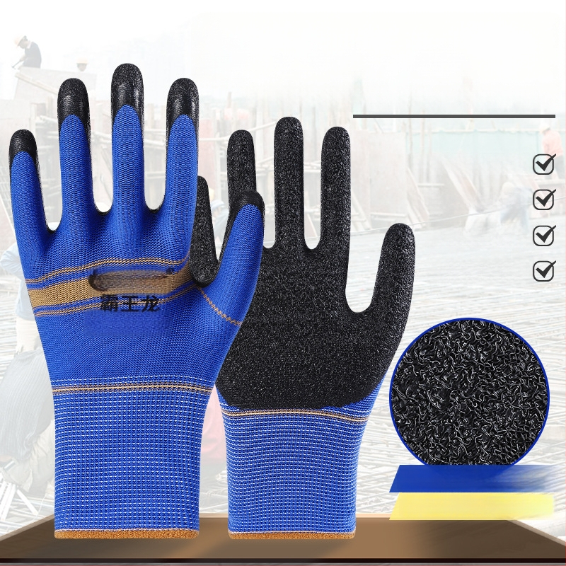 Γάντια εργασίας με επίχρισμα από λατέξ με επικάλυψη καουτσούκ, ανθεκτικά στη φθορά και αντιολισθητικά, προστατευτικά γάντια για εργοτάξια