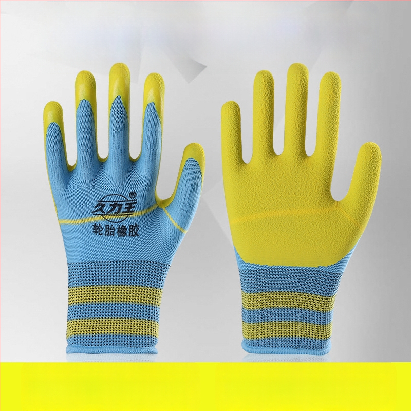 Γάντια εργασίας με επίχρισμα από λατέξ με επικάλυψη καουτσούκ, ανθεκτικά στη φθορά και αντιολισθητικά, προστατευτικά γάντια για εργοτάξια