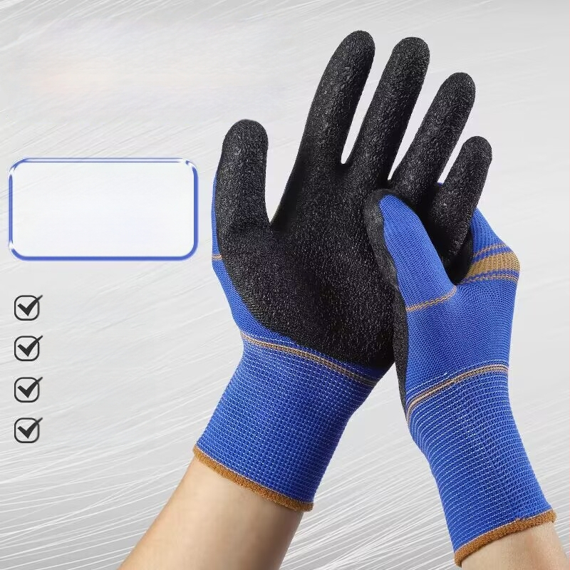Γάντια εργασίας με επίχρισμα από λατέξ με επικάλυψη καουτσούκ, ανθεκτικά στη φθορά και αντιολισθητικά, προστατευτικά γάντια για εργοτάξια