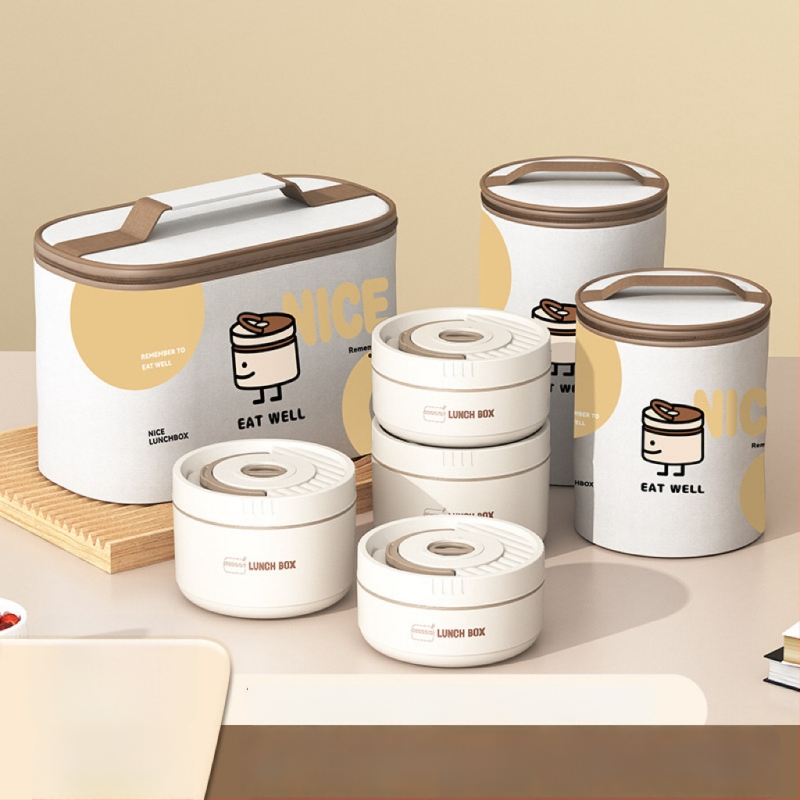 Pusdienu kārba no nerūsējošā tērauda, apaļa, 1–2 L tilpums, daudzslāņu ar vāku, izolēta un mikroviļņu droša