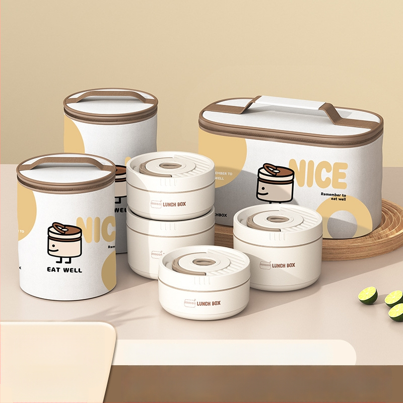 Pusdienu kārba no nerūsējošā tērauda, apaļa, 1–2 L tilpums, daudzslāņu ar vāku, izolēta un mikroviļņu droša